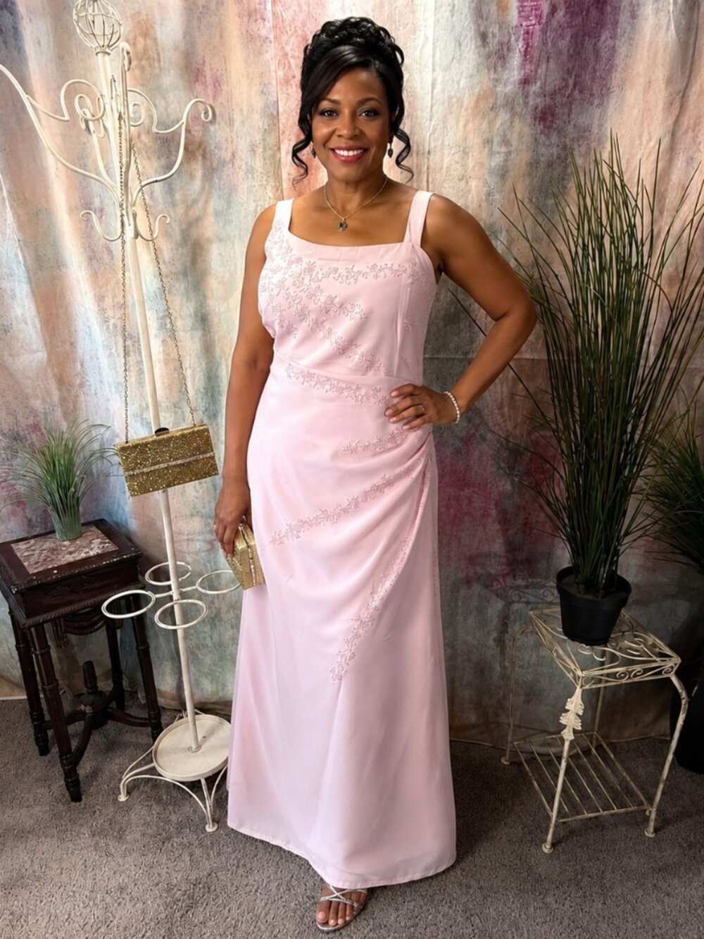 VTG 📌Sally 90s Beaded Draped Waist Prom - Evening - Homecoming - Cruise Gown